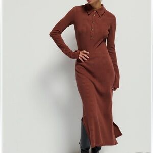 Anthropologie Rust Long Sleeve Dress